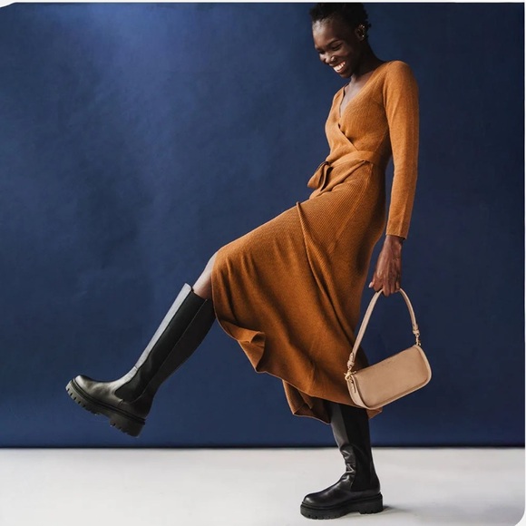 Poppy Barley Elevate Tall Chelsea Lug Sole Boots Black Leather Size 8.5 - Picture 9 of 10